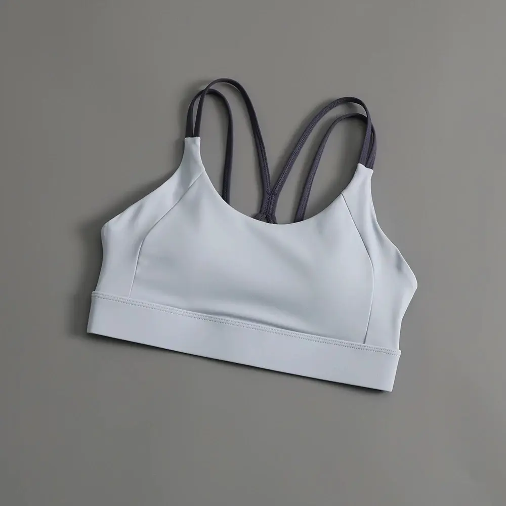Contrasting Color-setting Sports Underwear Running Shock-absorbing Beauty Back Fitness Bra Integrated Gathering Anti-sagging