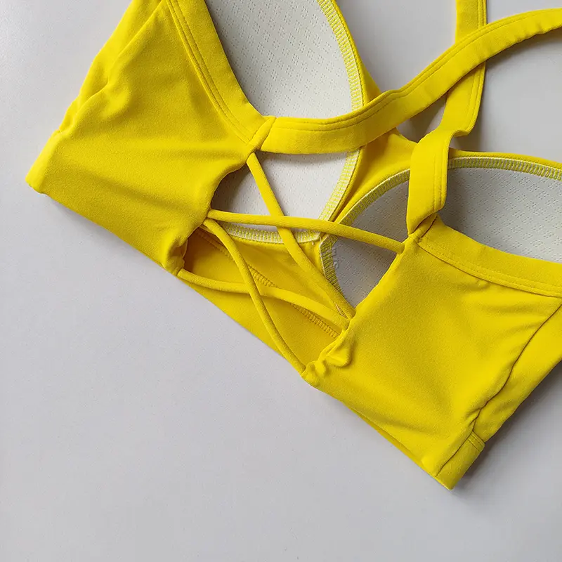 Sports Lingerie Women's Shock-proof and Beautiful Back Straps Pilates Training Suspender Vest Integrated Yoga Bra Summer