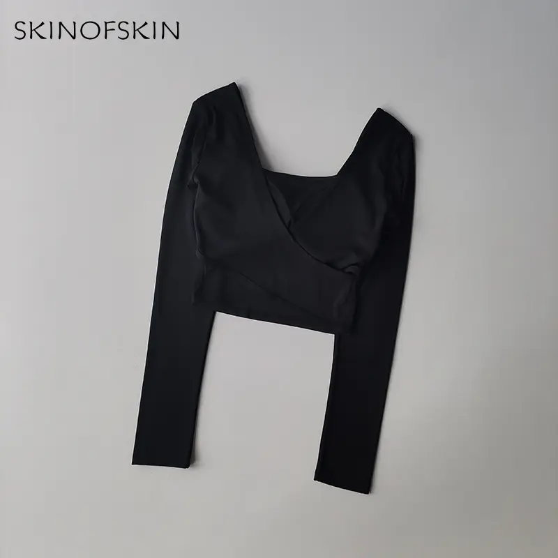 Fixed Chest Pads Crossed Back Yoga Clothes Tight Fitting Slimming Sports Long Sleeved Running Pula Fitness Clothes Tops Shirts