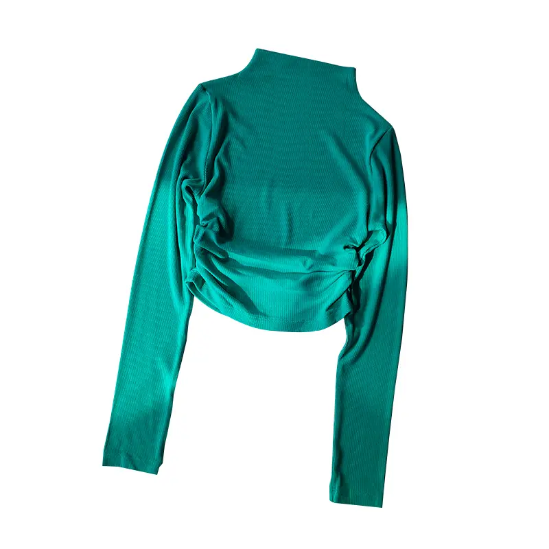 High Necked Yoga Suit, Women's Tight Fitting Fitness Top, Short and High Elastic Outdoor Sports Running Inner Layer Long Sleeved