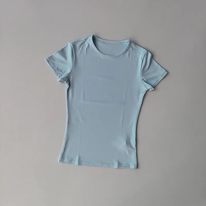 Short Sleeve T Shirt Women Summer Sports Clothes Running Workout Round Neck Breathable GYM Wear Yoga Fitness Active Top Suit