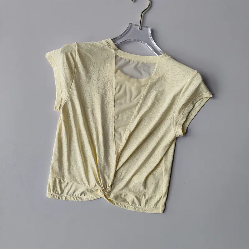 Short Breathable Beautiful Back Sports Top Women's Mesh Short Sleeved T-shirt Fitness Running Cover Up High-end Yoga Suit Summer