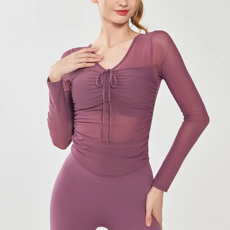 Yoga Suits for Women Spring and Summer New Sports Tops with Chest Pads and Long Sleeves Professional Pilates Training Sports Bra