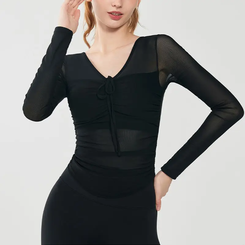 Yoga Suits for Women Spring and Summer New Sports Tops with Chest Pads and Long Sleeves Professional Pilates Training Sports Bra