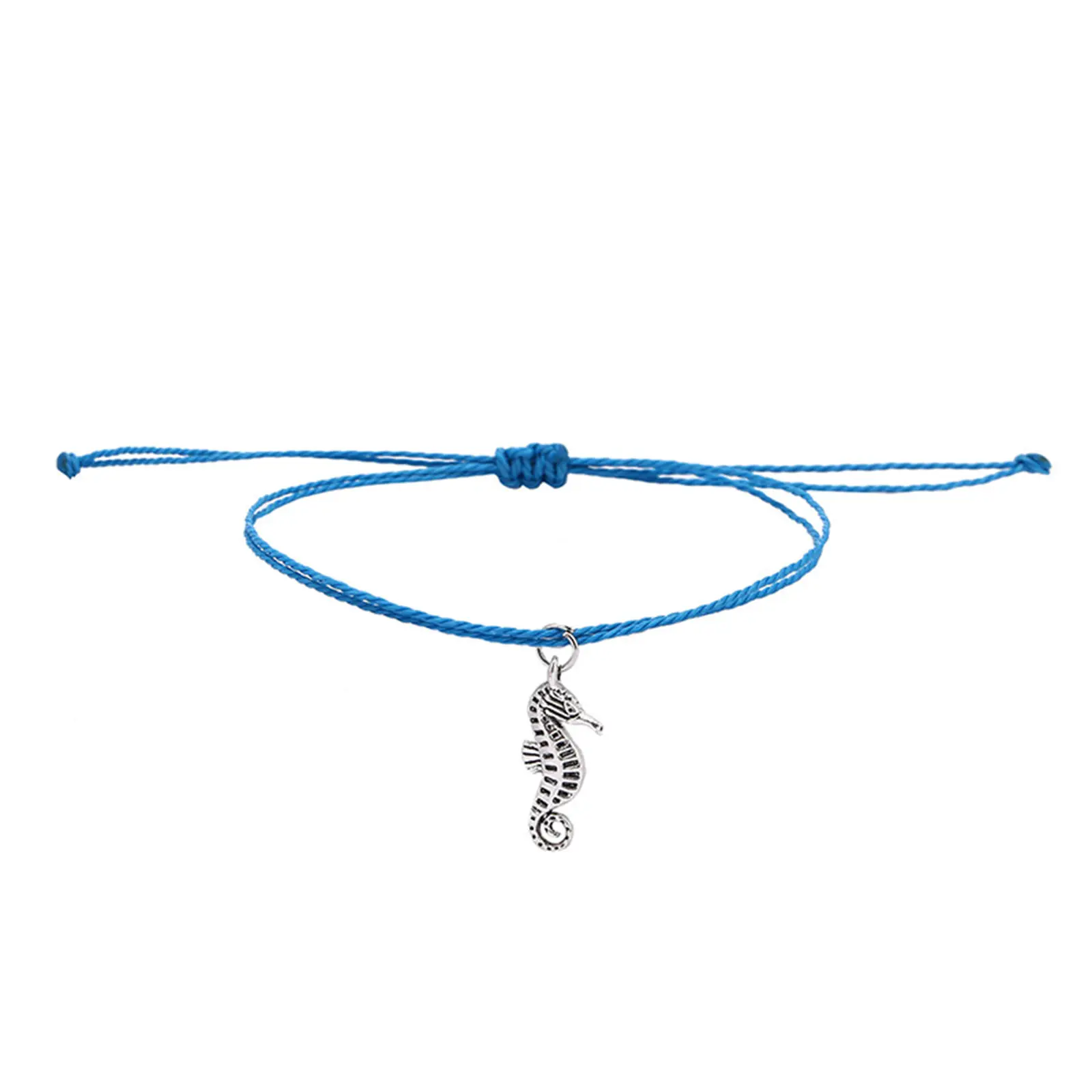 1 PCs Polyester Boho Bohemia Braided Anklet Antique Silver Color Multicolor Sea Turtle Animal Star Fish Adjustable 24-30cm