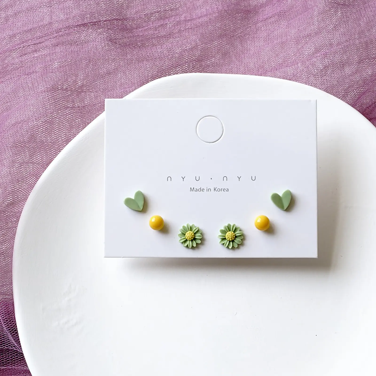 3Pair/Set Ceramic Ear Post Stud Earrings Colorful Heart Flower Star Airplane Universe Planet Earring Girl Women Ear Jewelry