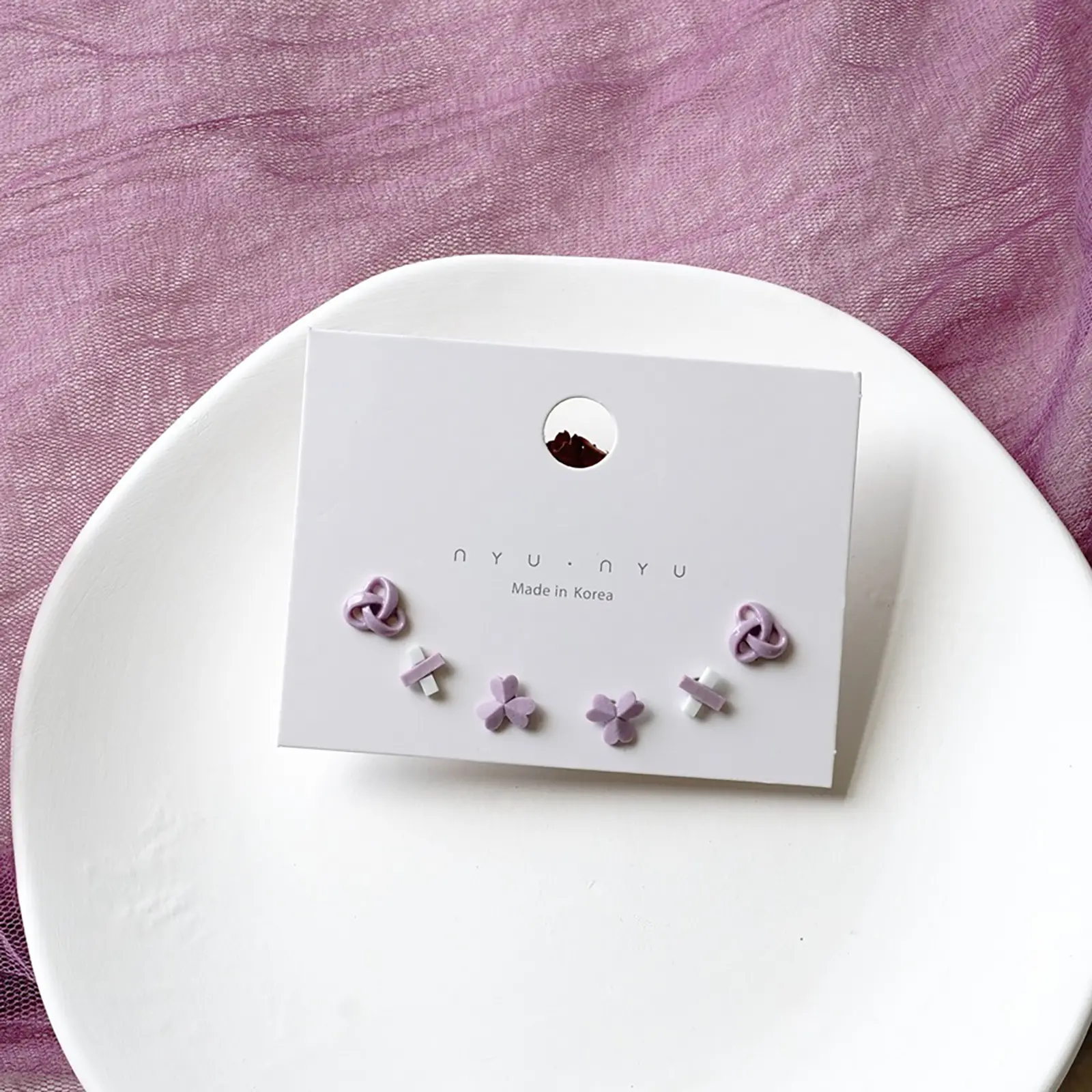 3Pair/Set Ceramic Ear Post Stud Earrings Colorful Heart Flower Star Airplane Universe Planet Earring Girl Women Ear Jewelry