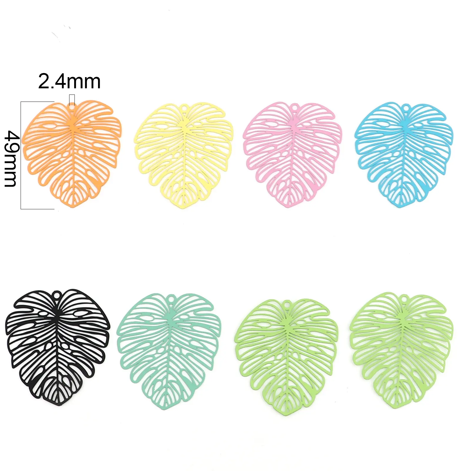 5PCS  Filigree Stamping Monstera Iron Based Alloy Pendants Charms For Necklace Diy Jewelry Making Accessories