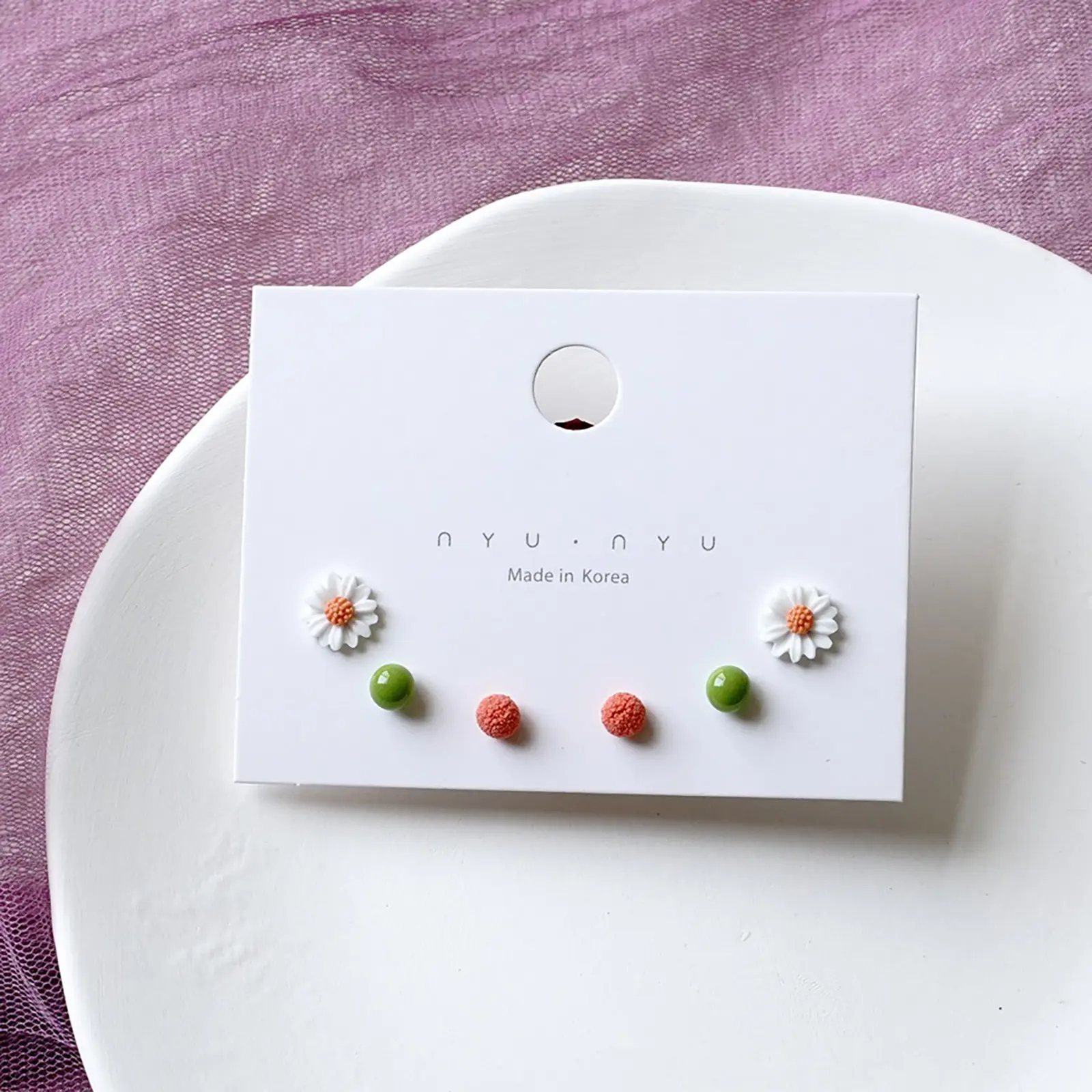 3Pair/Set Ceramic Ear Post Stud Earrings Colorful Heart Flower Star Airplane Universe Planet Earring Girl Women Ear Jewelry