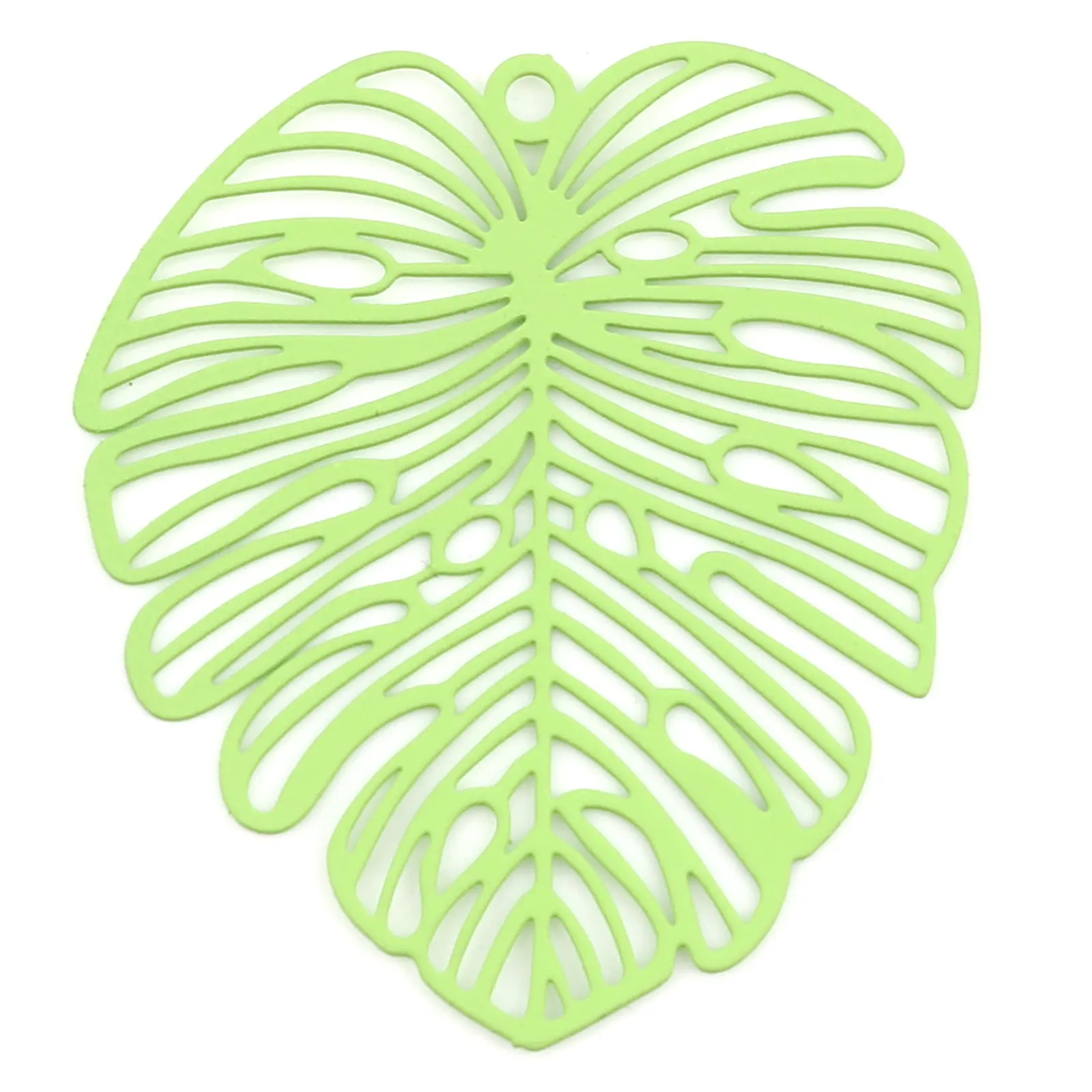5PCS  Filigree Stamping Monstera Iron Based Alloy Pendants Charms For Necklace Diy Jewelry Making Accessories