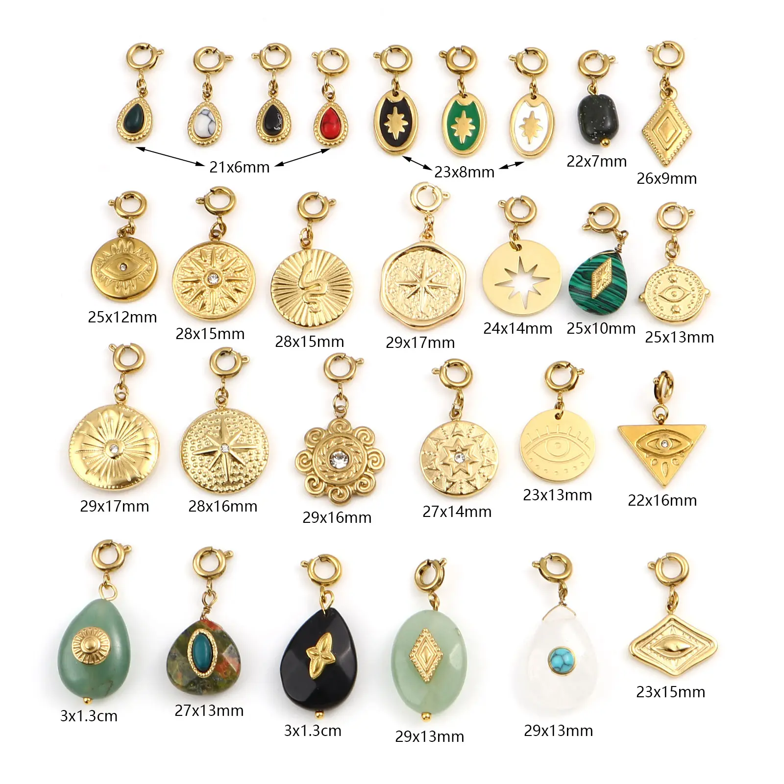 304 Stainless Steel Religious Charms Geometric Round Gold Color Metal Pendants DIY Bracelet Women Bohemian Jewelry Making,1PC