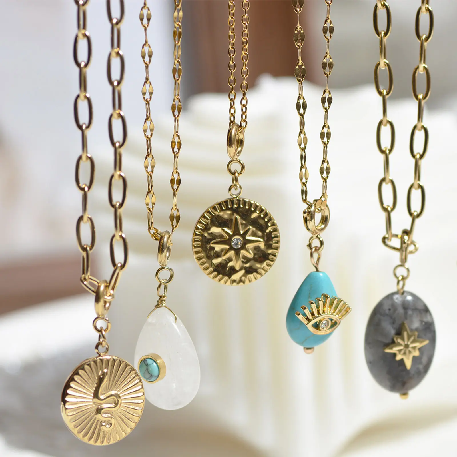 304 Stainless Steel Religious Charms Geometric Round Gold Color Metal Pendants DIY Bracelet Women Bohemian Jewelry Making,1PC