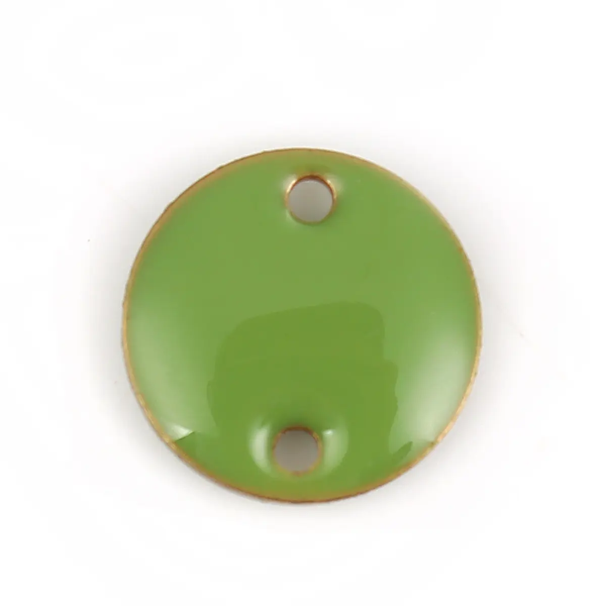 DoreenBeads Copper Enamelled Sequins Connectors Round Unplated Green Enamel Jewelry Making Findings 12mm( 4/8") Dia., 10 PCs