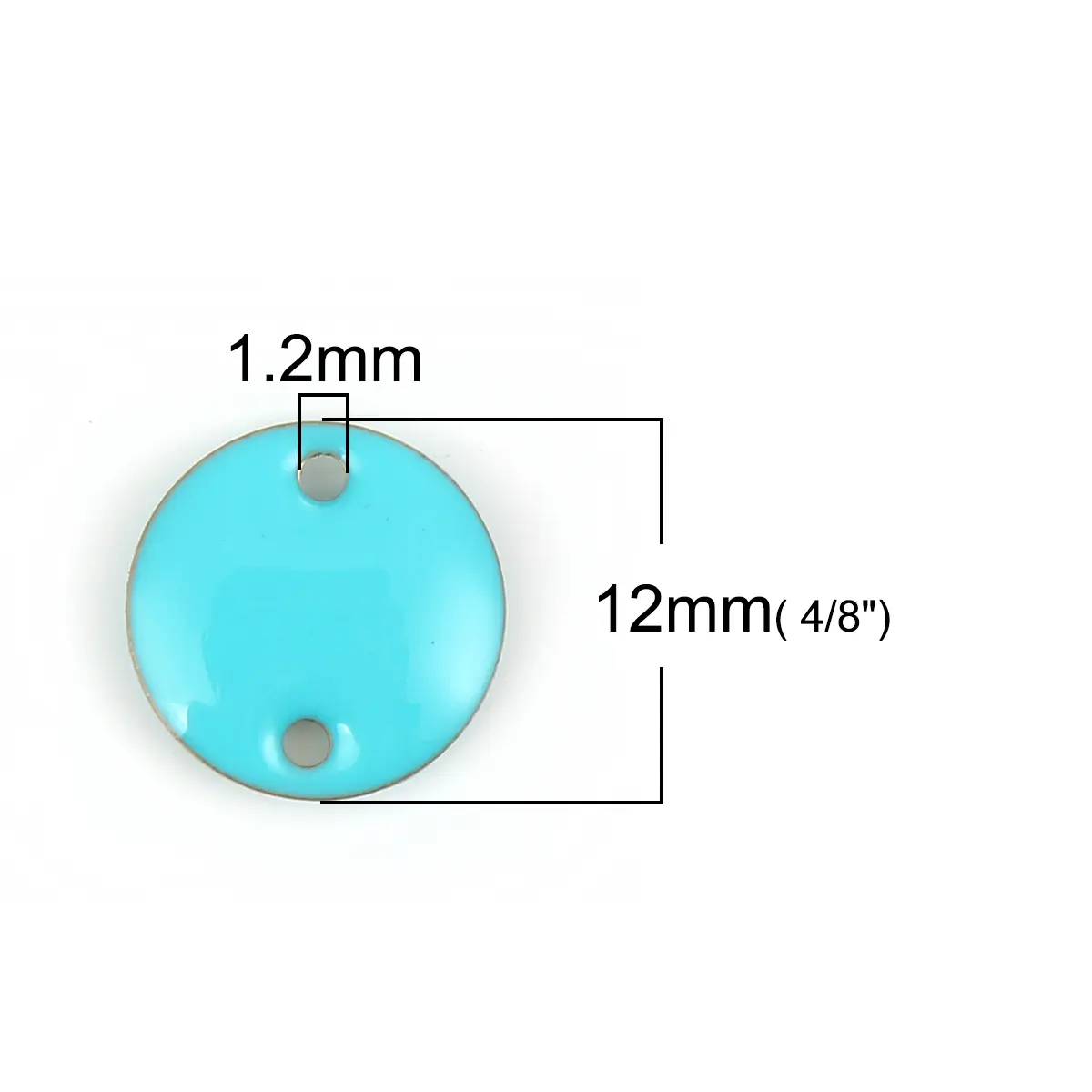 DoreenBeads Copper Enamelled Sequins Connectors Round Unplated Green Enamel Jewelry Making Findings 12mm( 4/8") Dia., 10 PCs