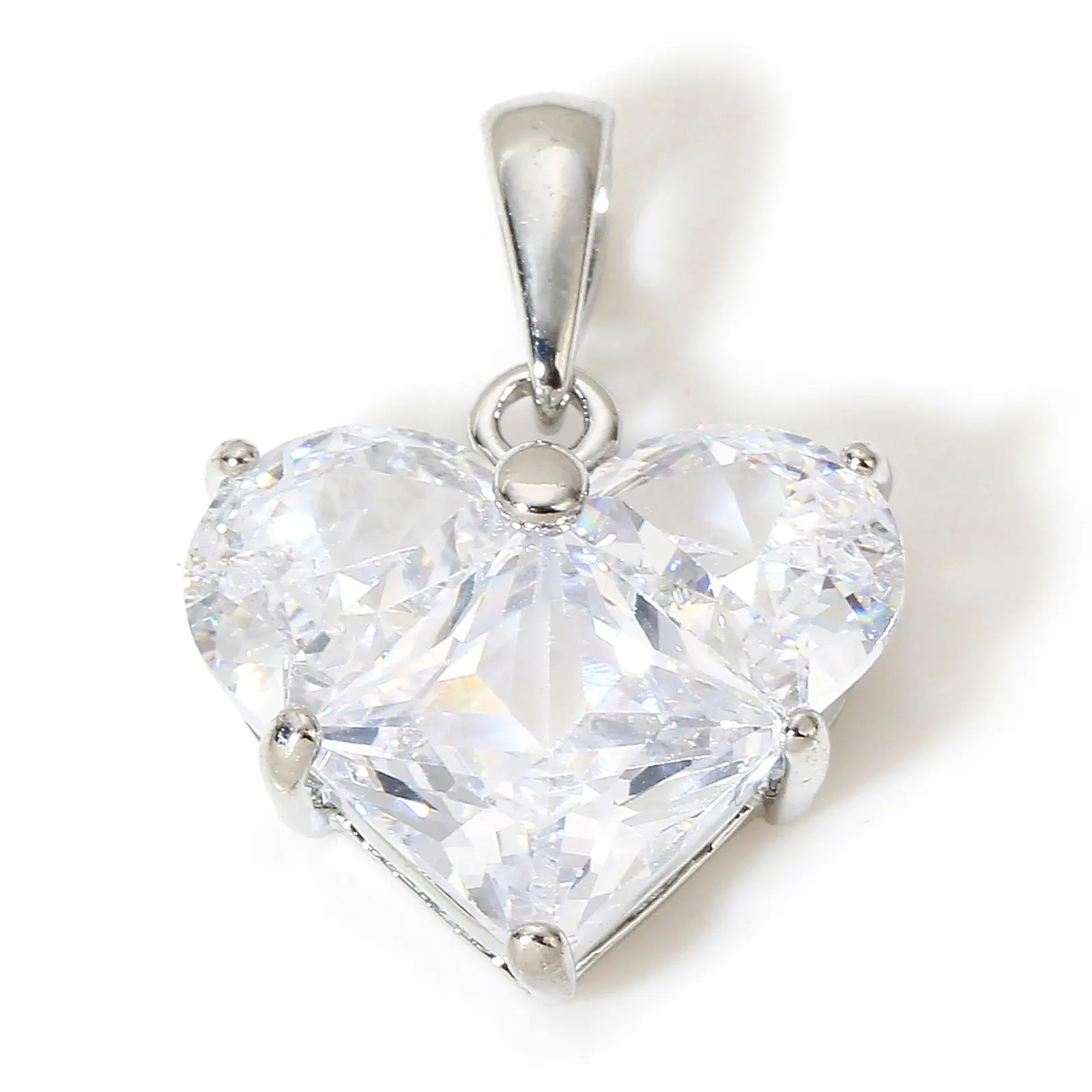 1 Piece Copper Multicolour Heart Charms Valentine's Day Cubic Zirconia Pendants For DIY Jewelry Neckalce Making 20mm x 14mm
