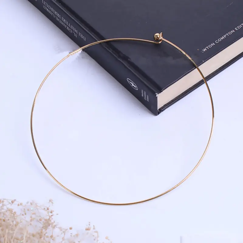 1PC 304 Stainless Steel Collar Choker Necklace  Round With Removable Ball End Cap Handmade DIY Jewelry 45cm long