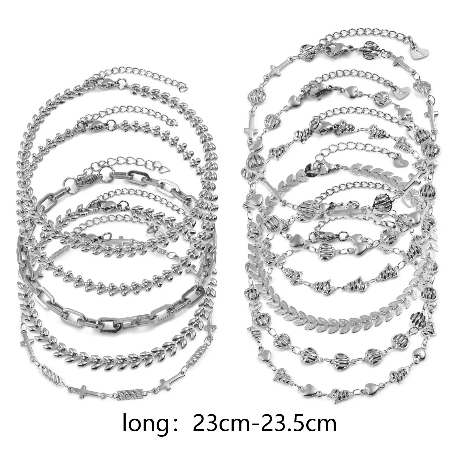 DoreenBeads Stainless Steel Anklet Classic Silver Color For Women Link Chain Anklet Beach Jewelry Gift 22.5cm-23.5cm, 1 Piece