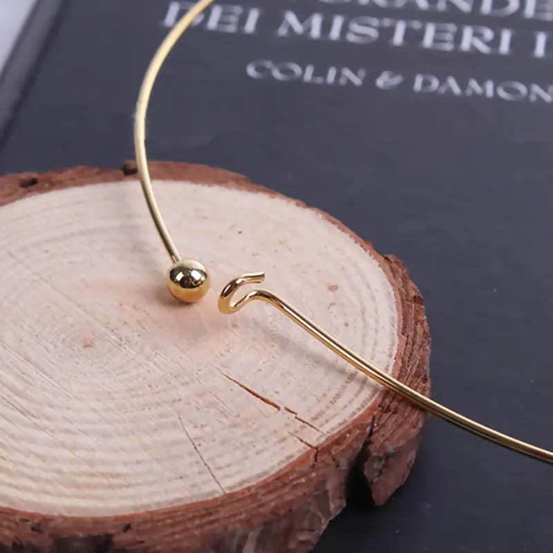 1PC 304 Stainless Steel Collar Choker Necklace  Round With Removable Ball End Cap Handmade DIY Jewelry 45cm long