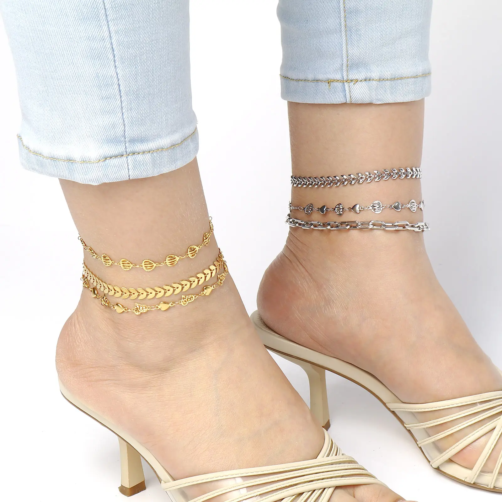 DoreenBeads Stainless Steel Anklet Classic Silver Color For Women Link Chain Anklet Beach Jewelry Gift 22.5cm-23.5cm, 1 Piece