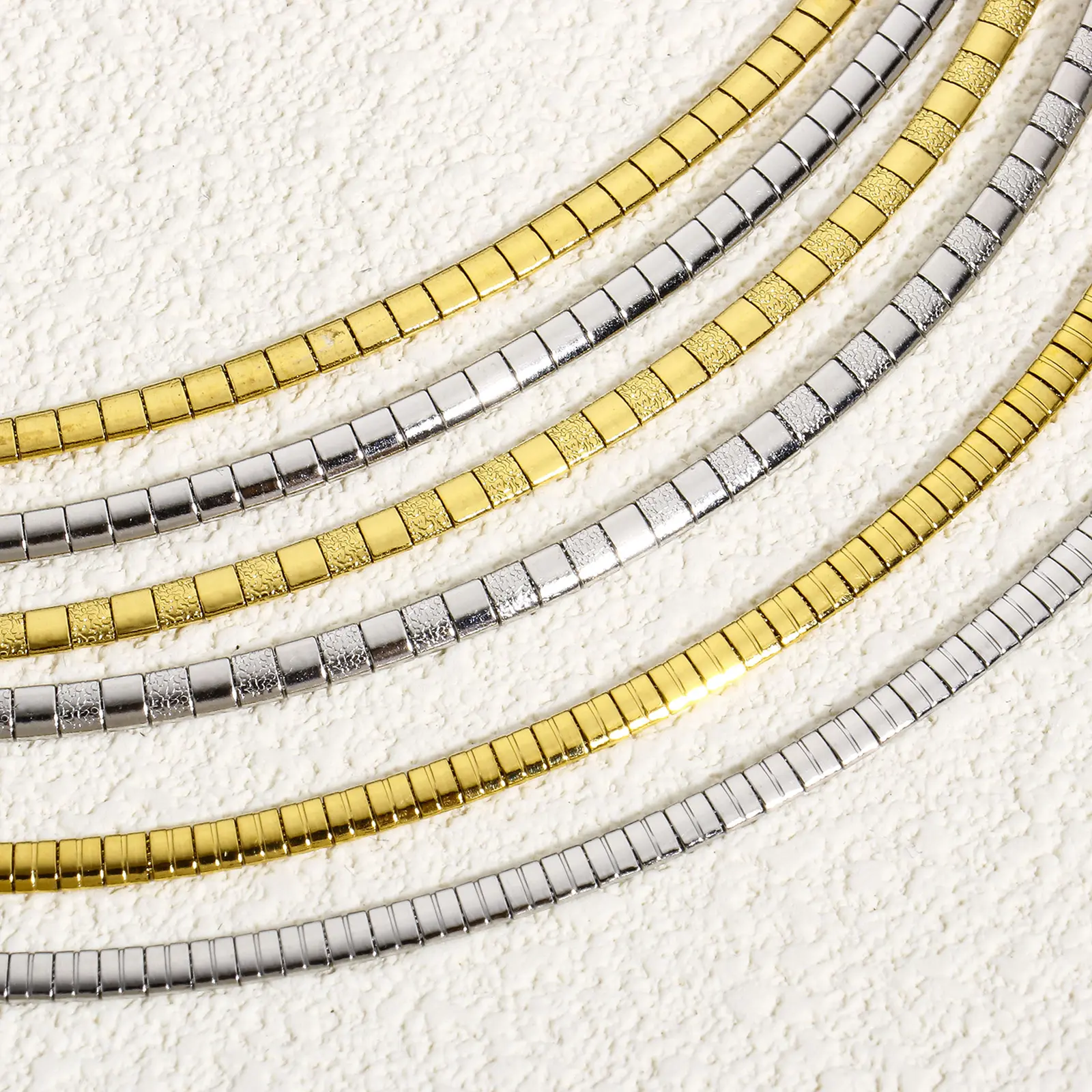 1 Piece 304 Stainless Steel  Chain Collar Neck Ring Necklace For Women Men Golden/Silvery Punk Jewelry 45cm(17 6/8") Long