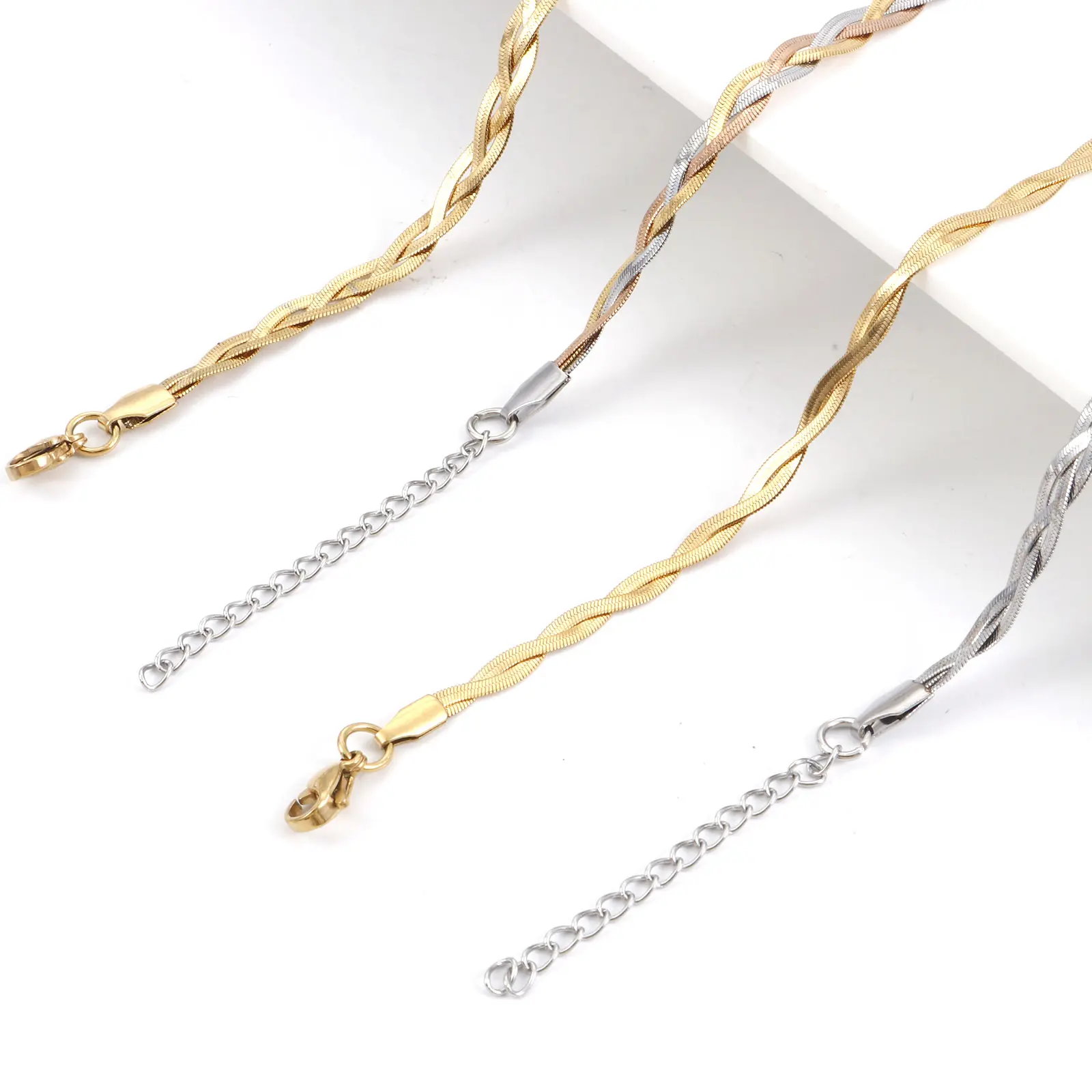 New Fashion 304 Stainless Steel 3in1 Crossover Snake Chain Necklace Twist Necklace For Women Men Punk Jewelry Gift