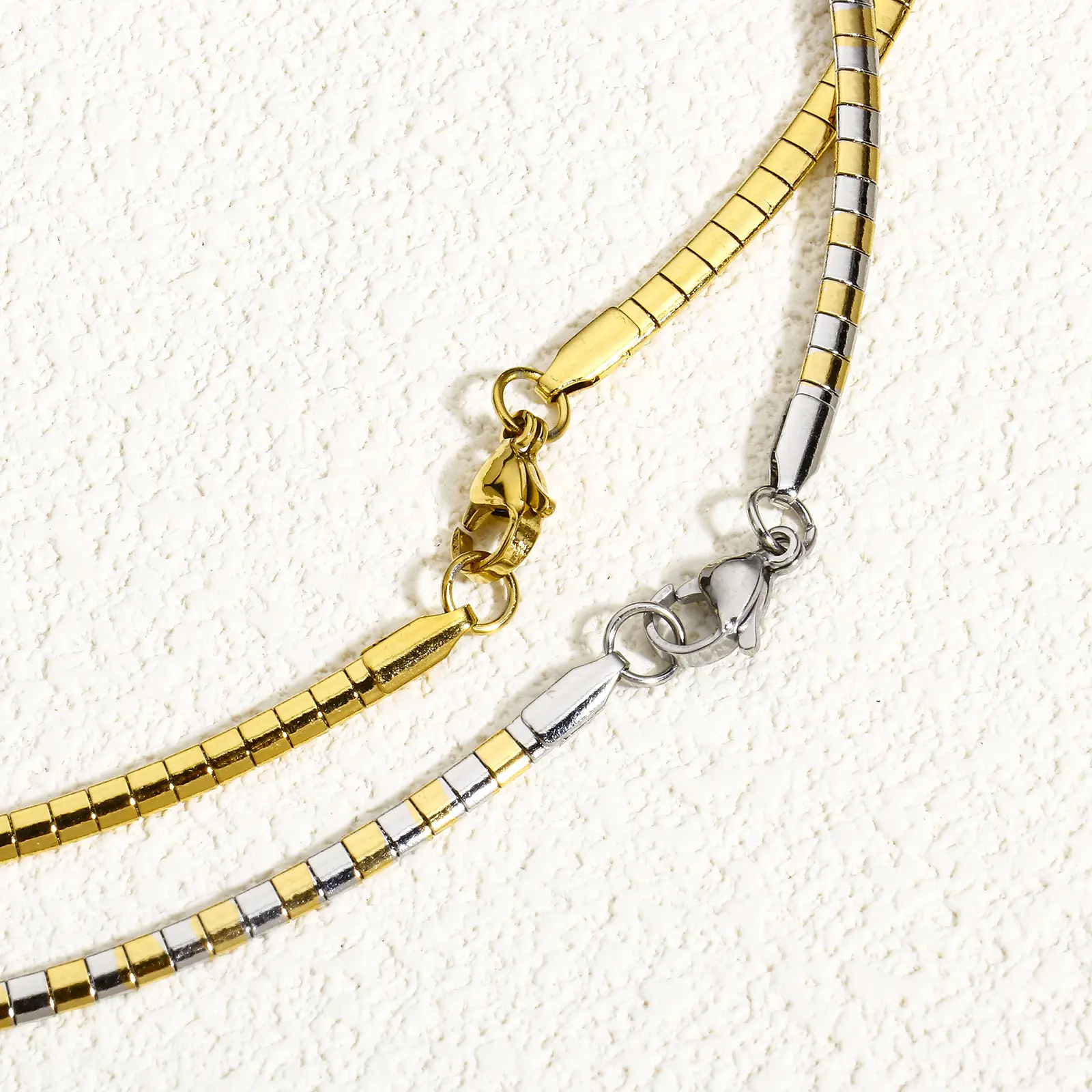 1 Piece 304 Stainless Steel  Chain Collar Neck Ring Necklace For Women Men Golden/Silvery Punk Jewelry 45cm(17 6/8") Long