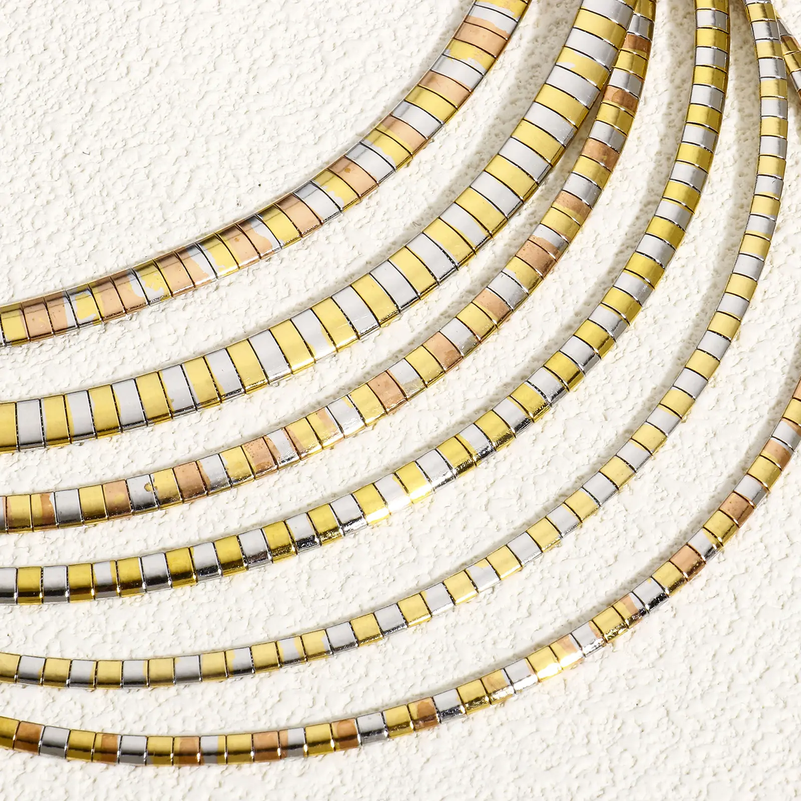 1 Piece 304 Stainless Steel  Chain Collar Neck Ring Necklace For Women Men Golden/Silvery Punk Jewelry 45cm(17 6/8") Long