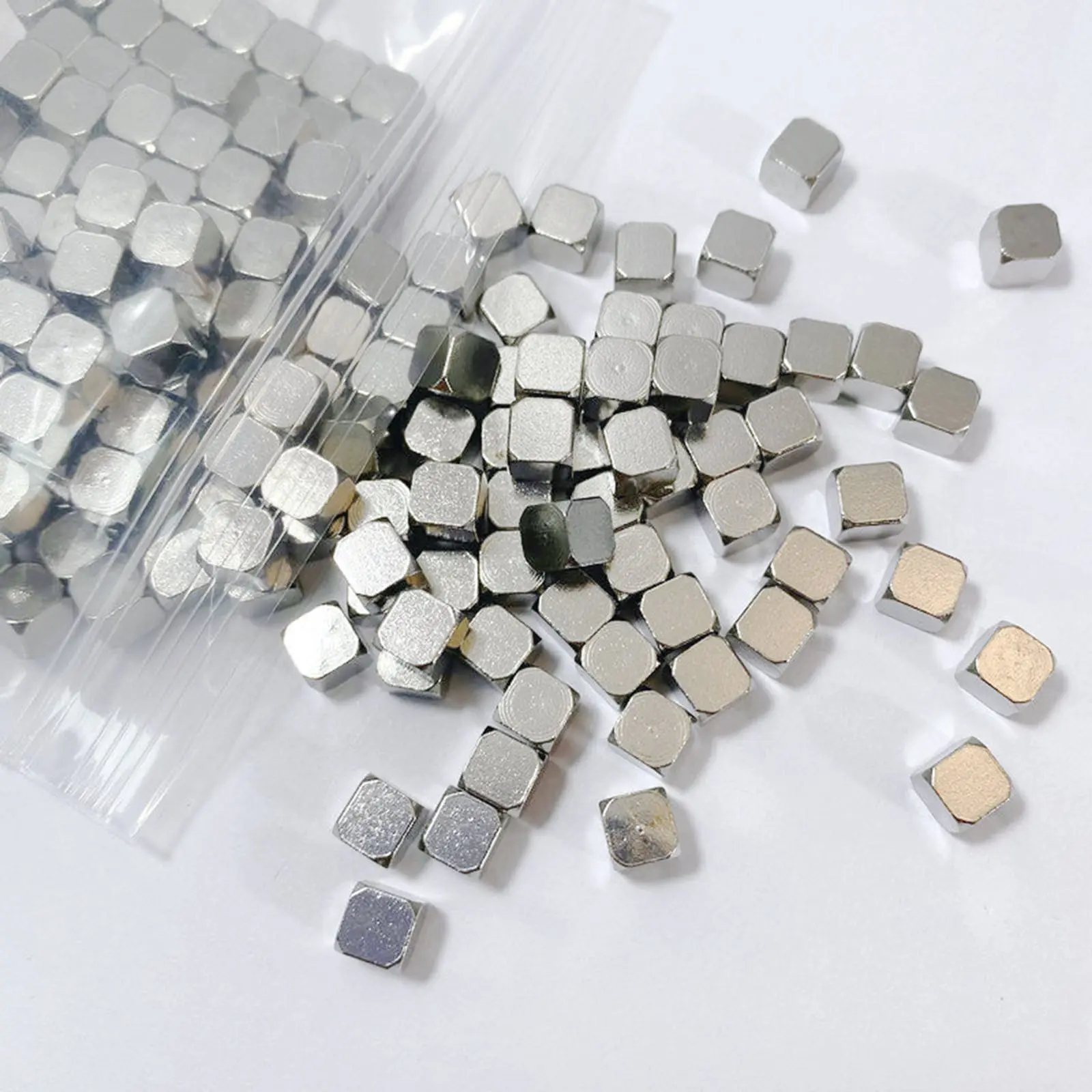 20 Piece 304 Stainless Steel Silver Color Cube Beads Geometric Big Hole Spacer Beads For Jewelry Making Diy Bracelet Supplies
