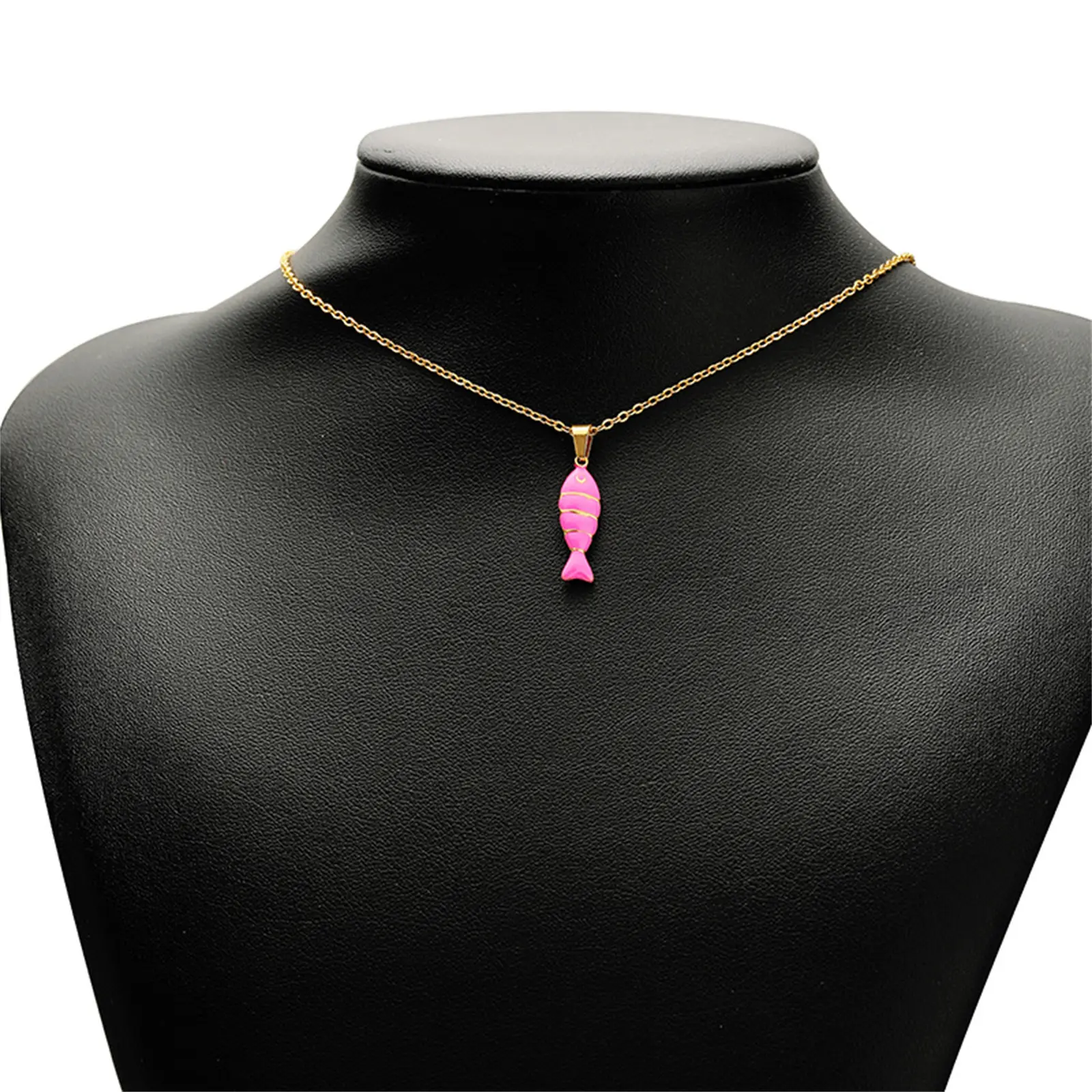 304 Stainless Steel Charm Pendant Gold Color Fish Animal Double-sided Enamel For DIY Neckalce Jewelry Making 28mm x 7mm, 1 Piece