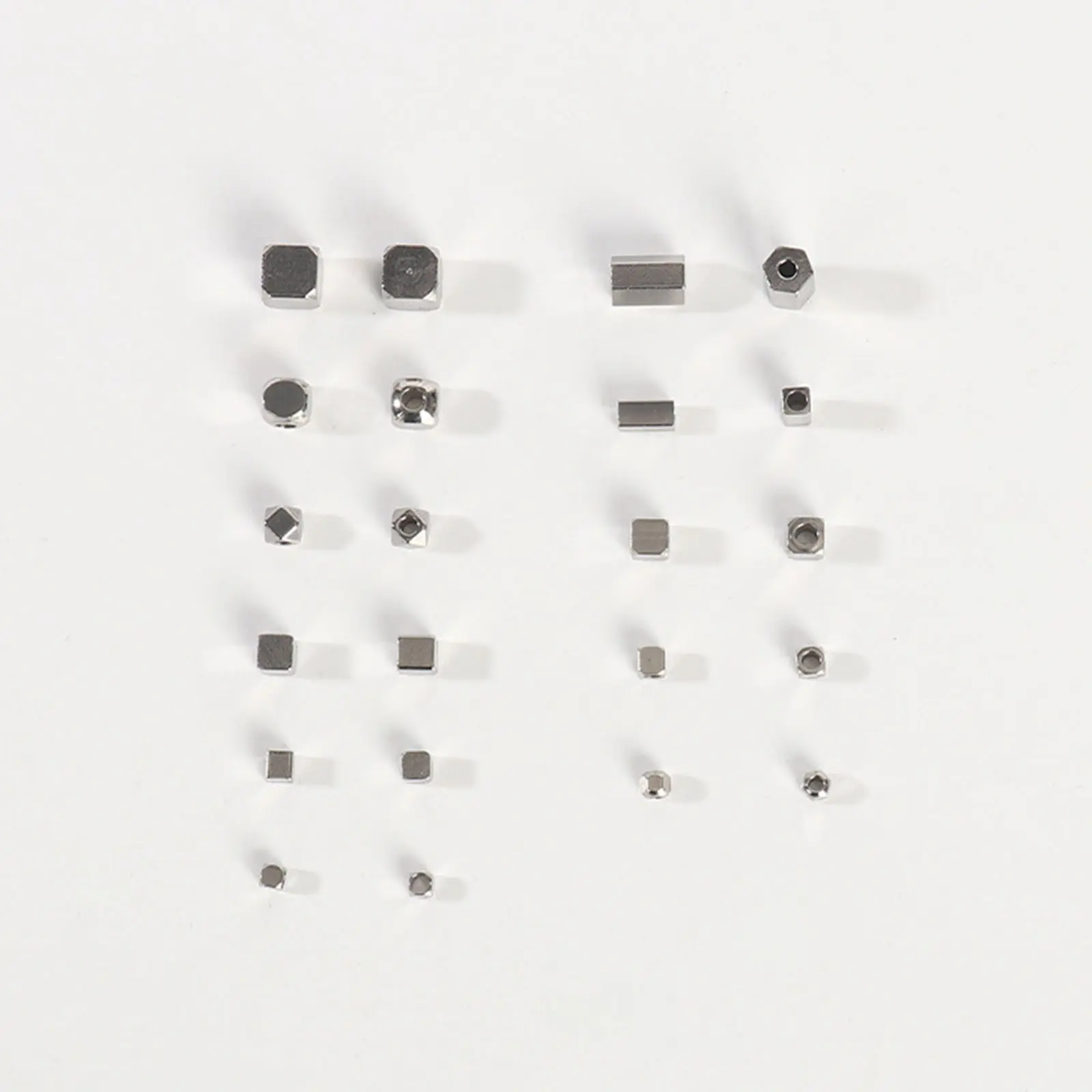 20 Piece 304 Stainless Steel Silver Color Cube Beads Geometric Big Hole Spacer Beads For Jewelry Making Diy Bracelet Supplies