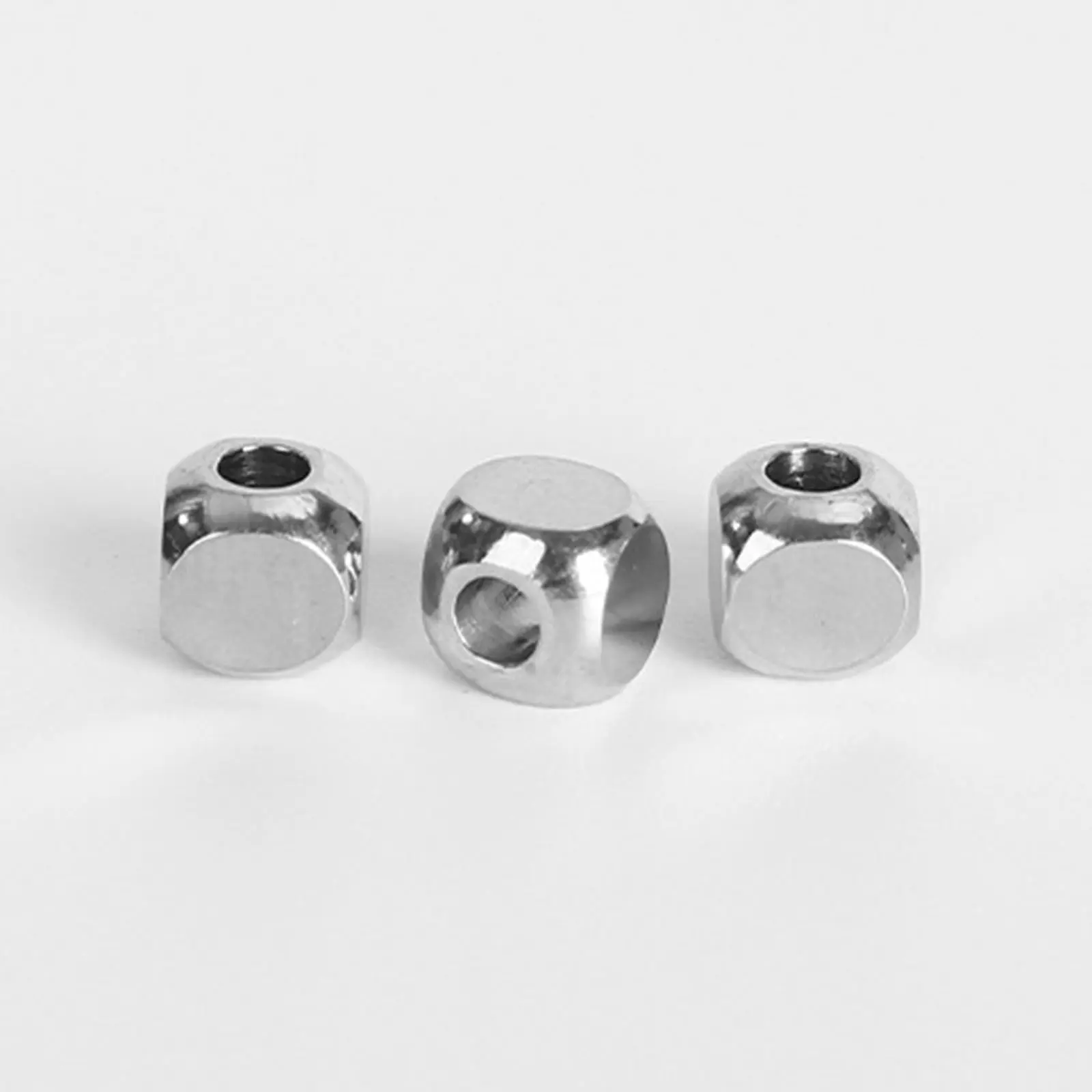 20 Piece 304 Stainless Steel Silver Color Cube Beads Geometric Big Hole Spacer Beads For Jewelry Making Diy Bracelet Supplies