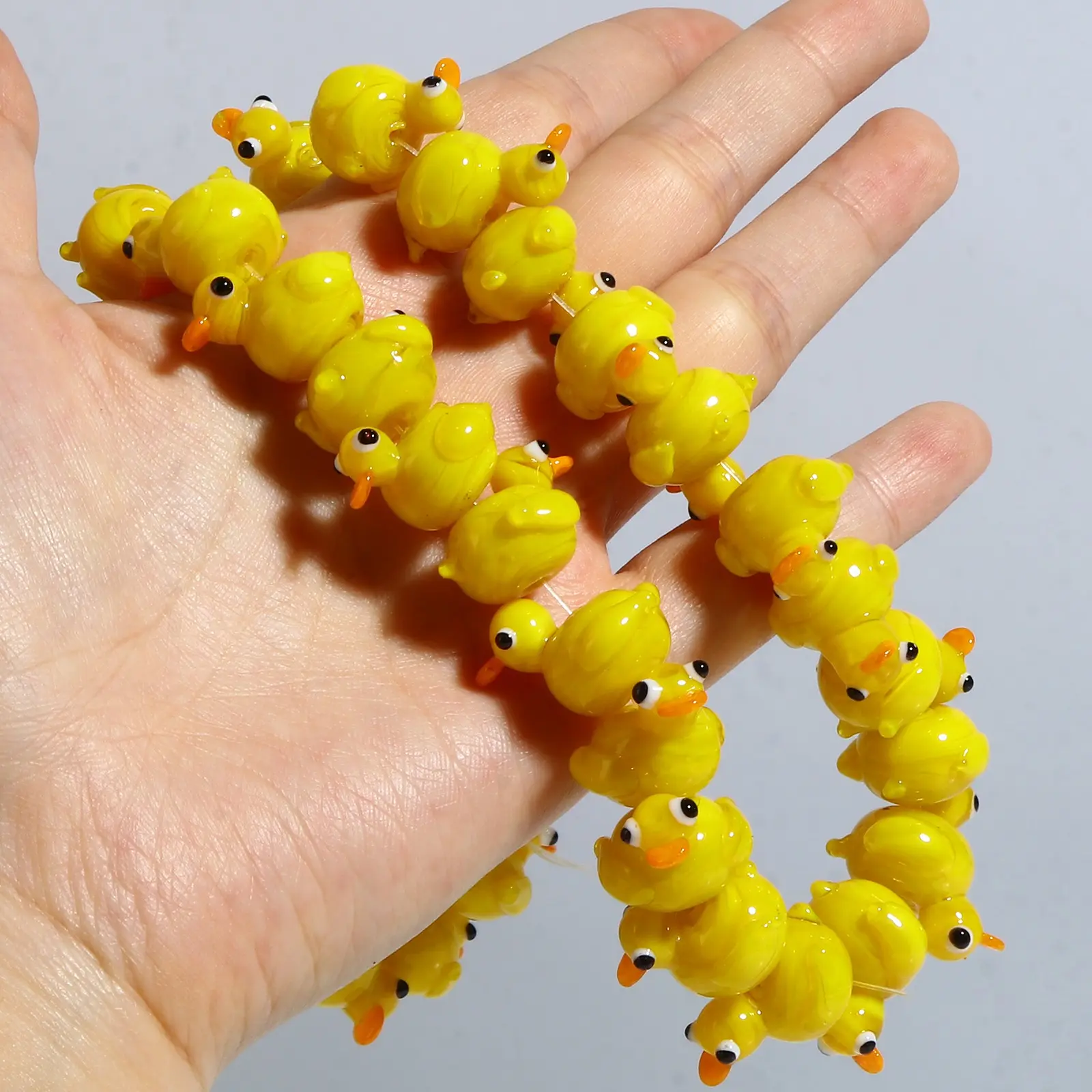 2PCs Lampwork Glass Beads Cute Duck Animal Yellow Spacer Beads DIY Making Bracelets Necklace For Women Jewelry Findings