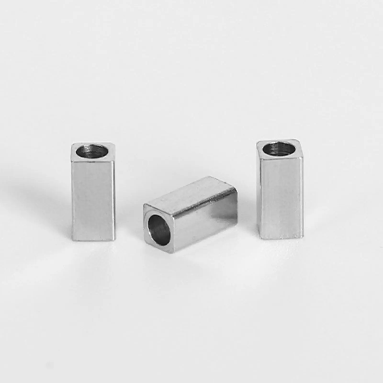 20 Piece 304 Stainless Steel Silver Color Cube Beads Geometric Big Hole Spacer Beads For Jewelry Making Diy Bracelet Supplies
