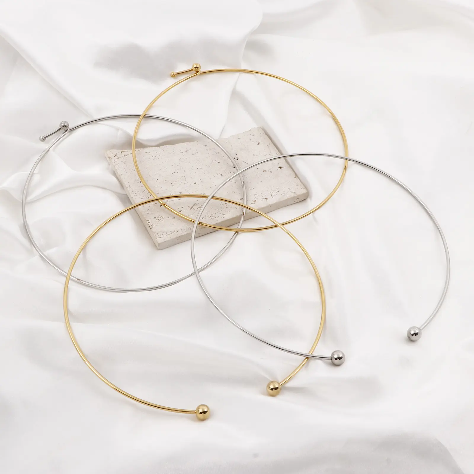304 Stainless Steel Collar Neck Ring Necklace For Women DIY Necklace Party Jewelry Findings Gifts 42/43cm(16 7/8") long,1 Piece