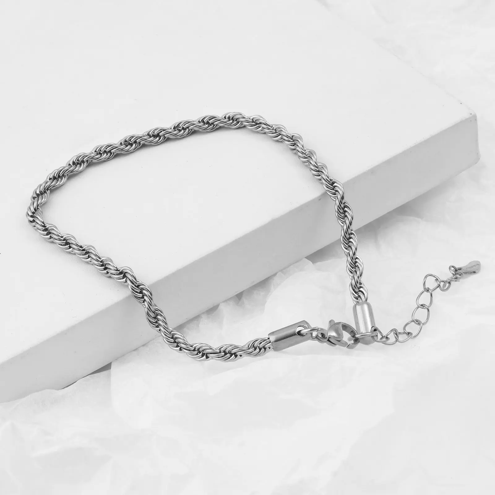 Stainless Steel Link Chain Anklet Silver Color For Women Beach Foot Leg Chain Ankle Bracelets Jewelry Gift 23.5cm long, 1 Piece