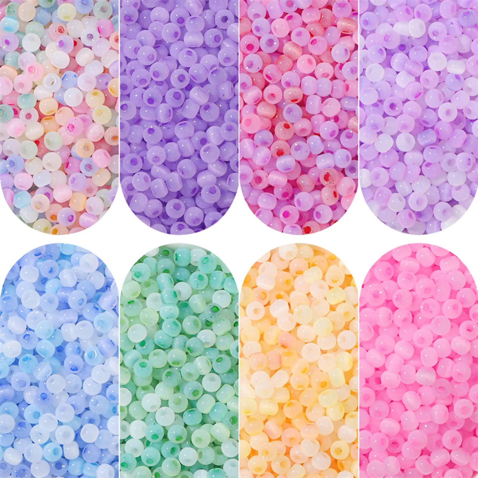 10Grams Colorful Glass Seed Beads Round Cat's Eye Imitation Loose Spacer Beads For DIY Necklace Bracelets Jewelry Making 4mm