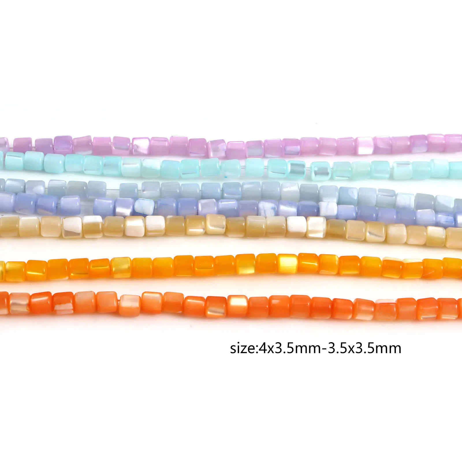 1Strand(Approx 112 PCs) Multicolor Cylindrical Shell Beads For DIY Making Bracelets Necklace Jewelry About 4x3.5mm-3.5x3.5mm