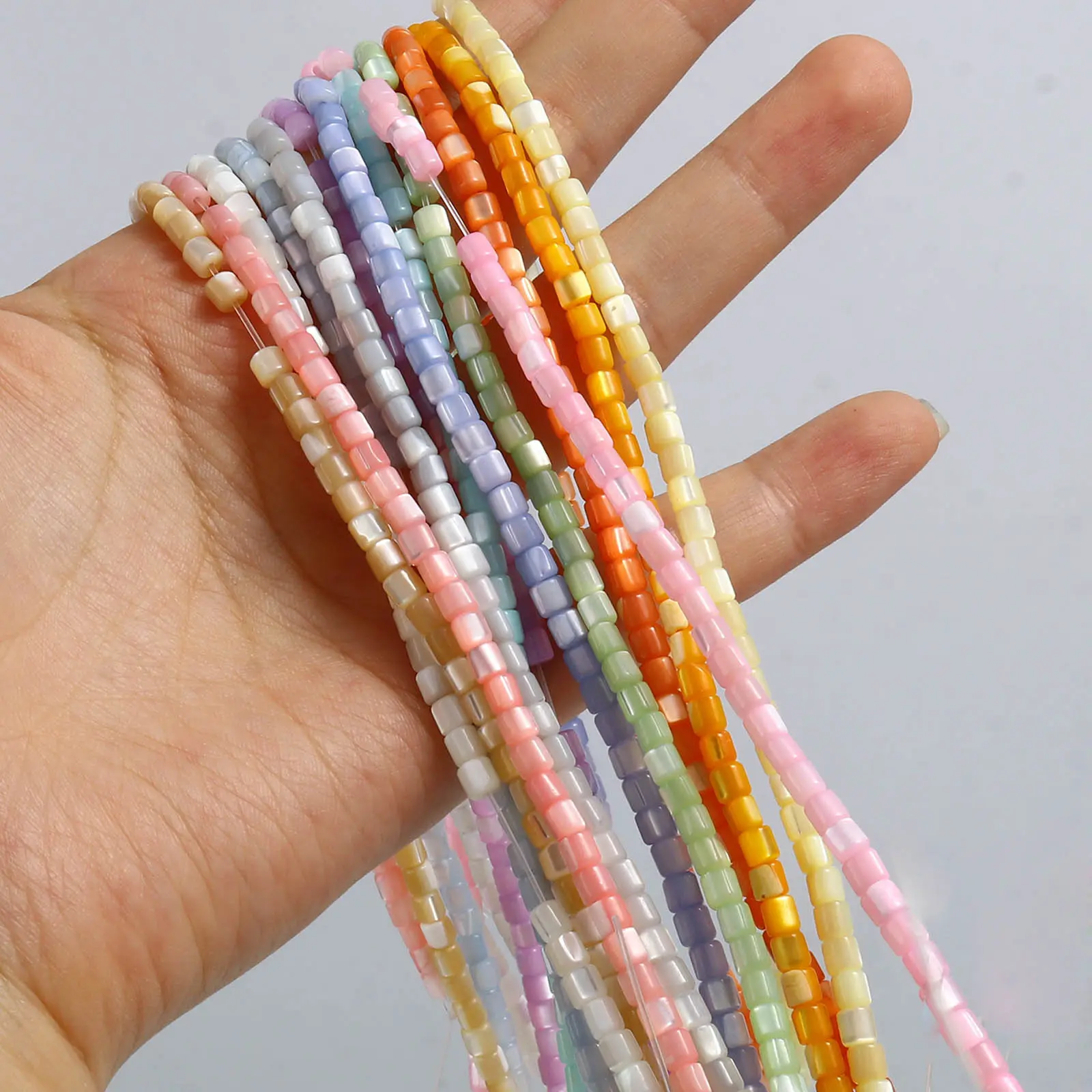 1Strand(Approx 112 PCs) Multicolor Cylindrical Shell Beads For DIY Making Bracelets Necklace Jewelry About 4x3.5mm-3.5x3.5mm