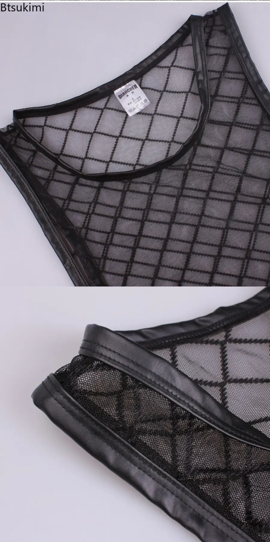 Men O-Neck Vest Mesh Transparent Sexy Home Vest Leisure Elasticity Tight Fashion Solid Color Versatile See-through Blouses Top