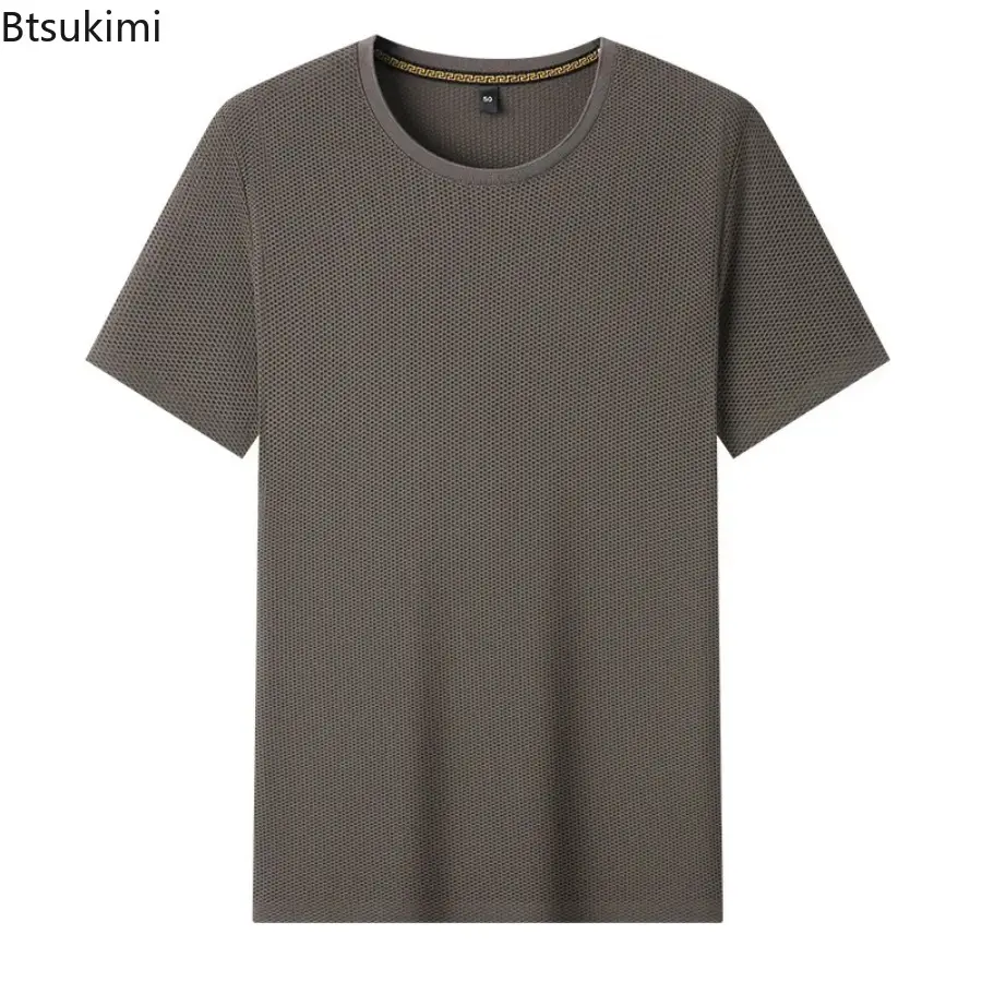 New 2025 Summer Men's Round Neck Short Sleeved T-shirt Fashion Solid Loose Casual Versatile Tops Men Simple Breathable Thin Tees