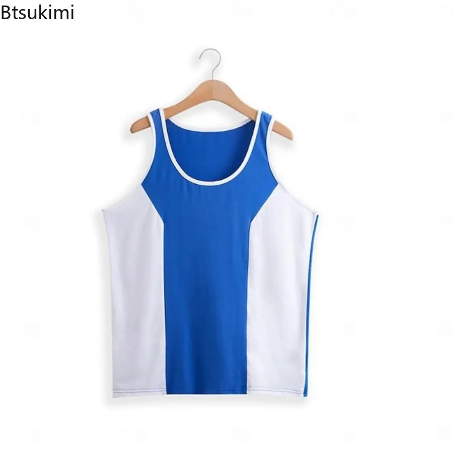 Fashionable Patchwork Men's Tank Tops Summer Outdoor Street Casual Sleeveless Vest Tees Muscle Man Gym Fitness Training Male Top