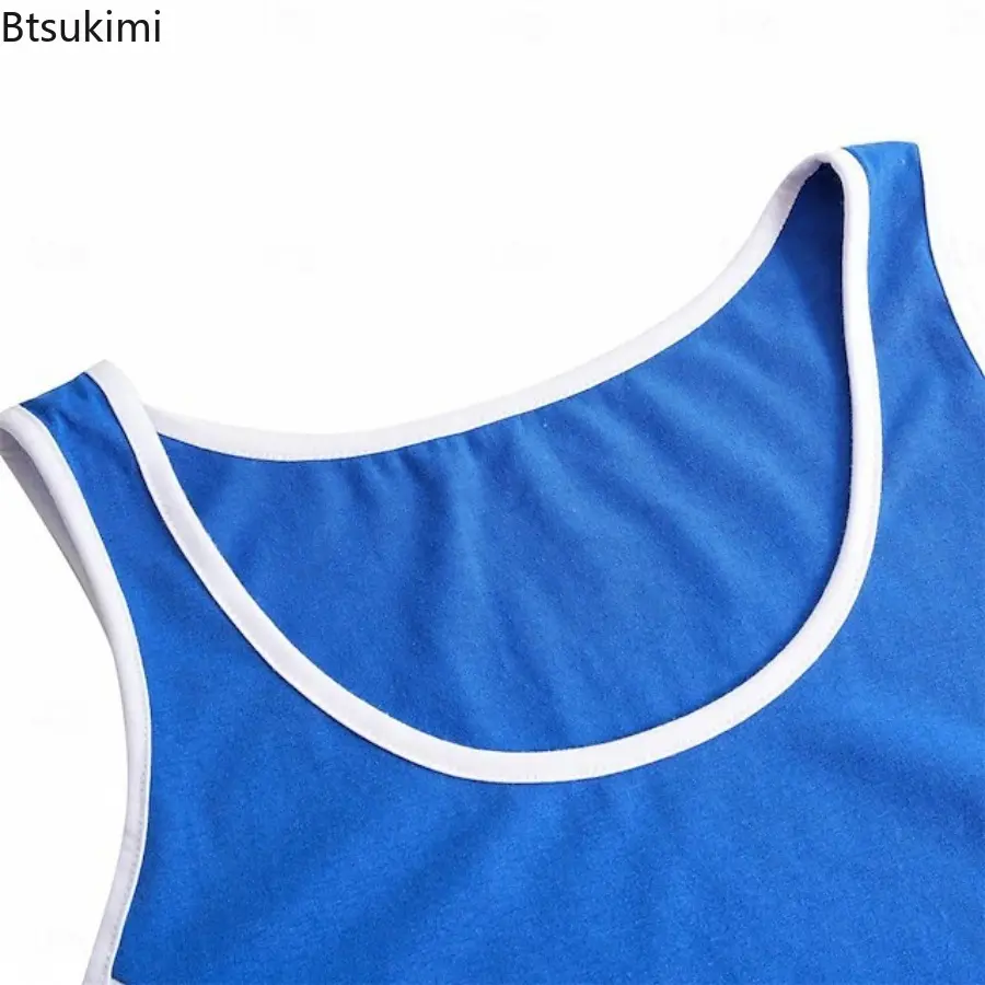 Fashionable Patchwork Men's Tank Tops Summer Outdoor Street Casual Sleeveless Vest Tees Muscle Man Gym Fitness Training Male Top