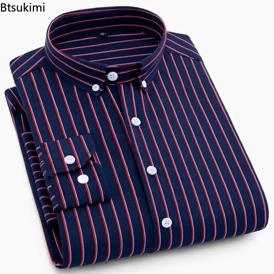 2025 Korean Style Slim Print Shirt for Men Fashion Business Casual Versatile Long-sleeved Shirt Men Comfortable Hawaiian Blouses