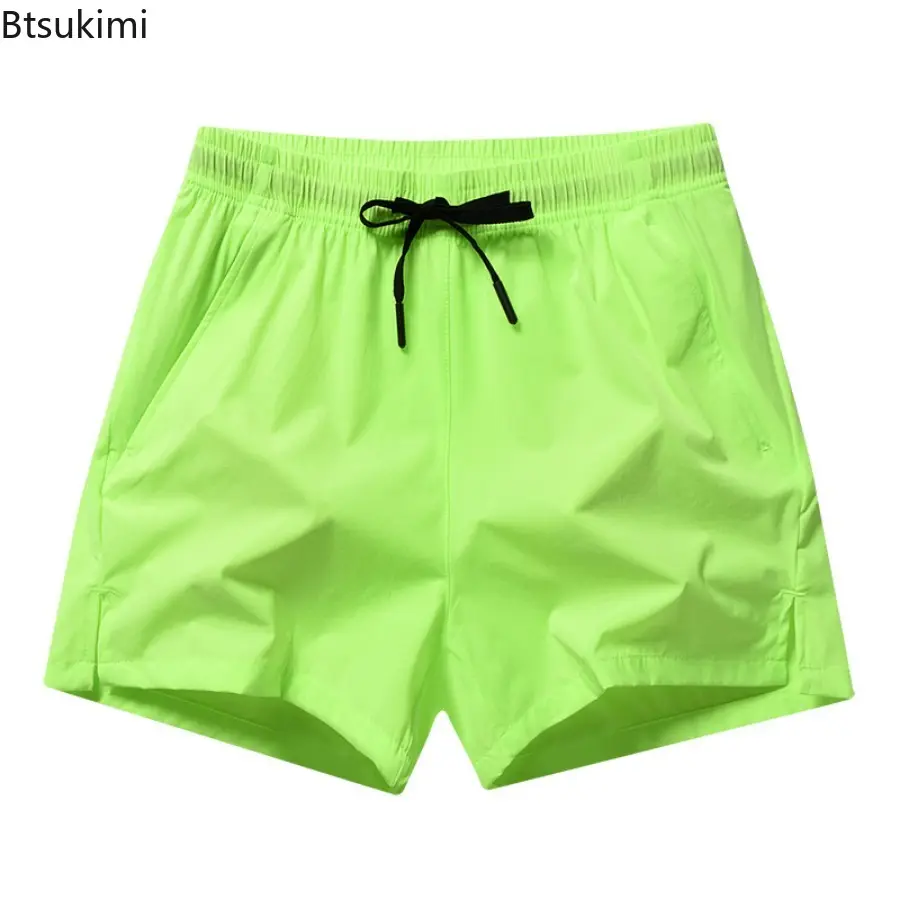 2025 Men's Summer Sport Shorts Solid Loose Drawstring Casual Beach Pants Fashion Breathable Quick Drying Men Joggers Sweatpants