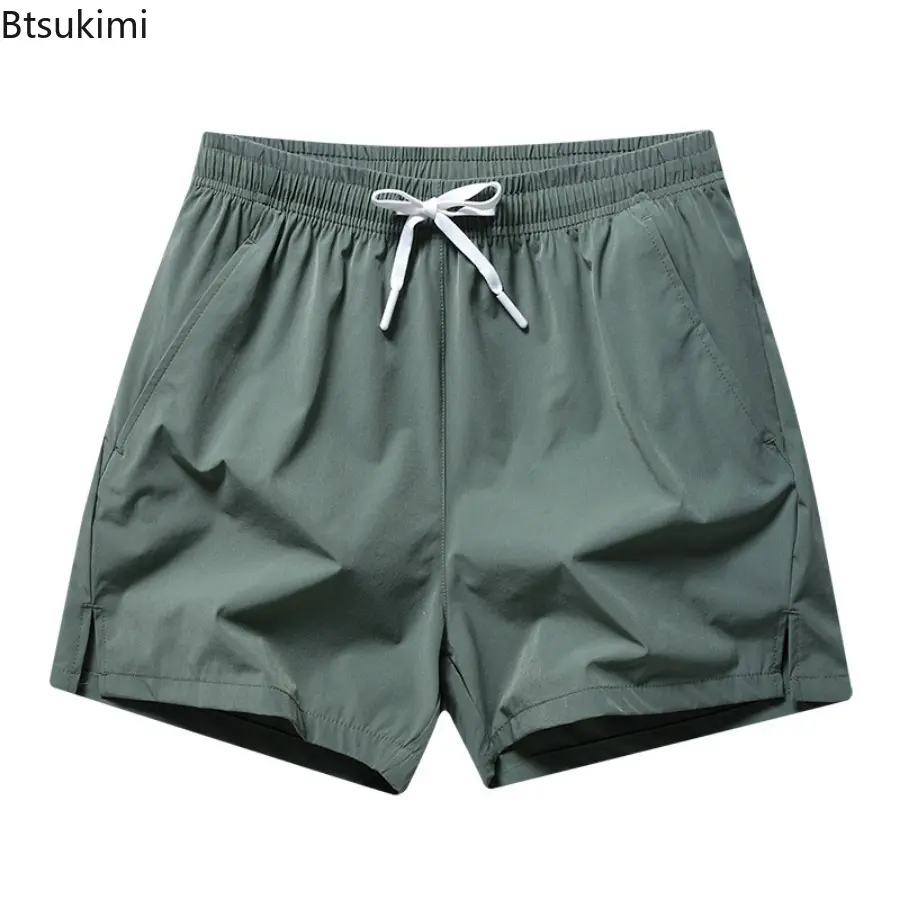 2025 Men's Summer Sport Shorts Solid Loose Drawstring Casual Beach Pants Fashion Breathable Quick Drying Men Joggers Sweatpants
