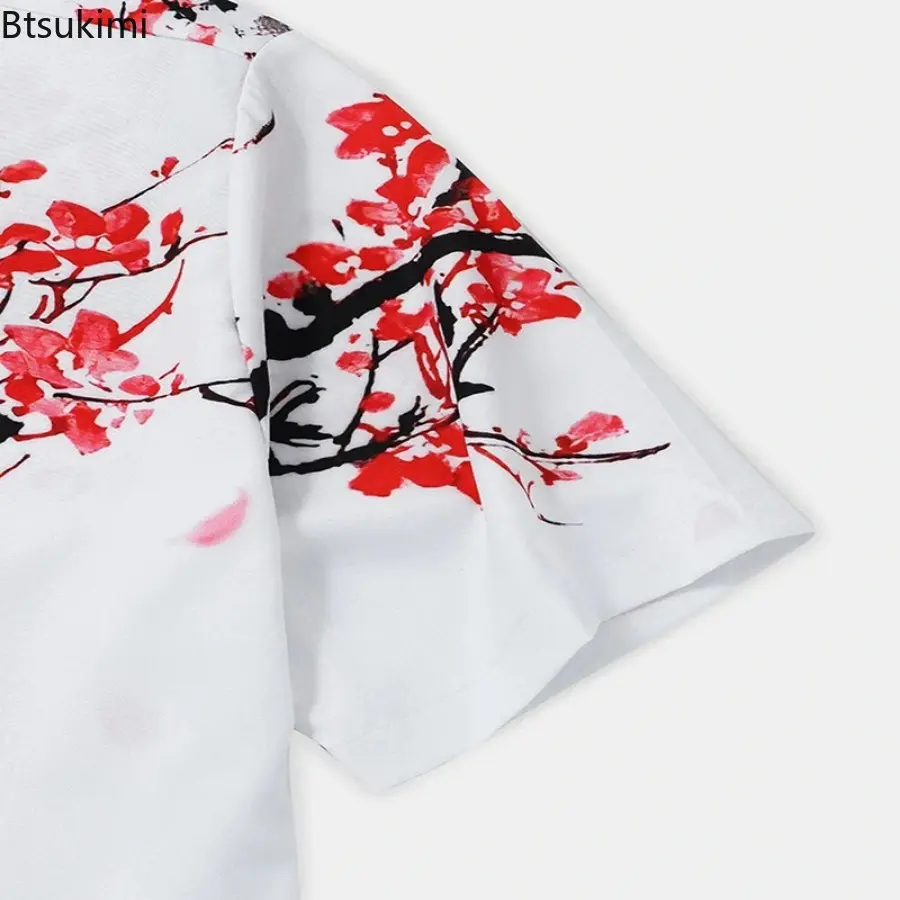 2025 New Men's Chinese Style Floral Printed Short Sleeve Shirts Hawaiian Casual Beach Shirts Summer Fashion Cardigan Men Blouse