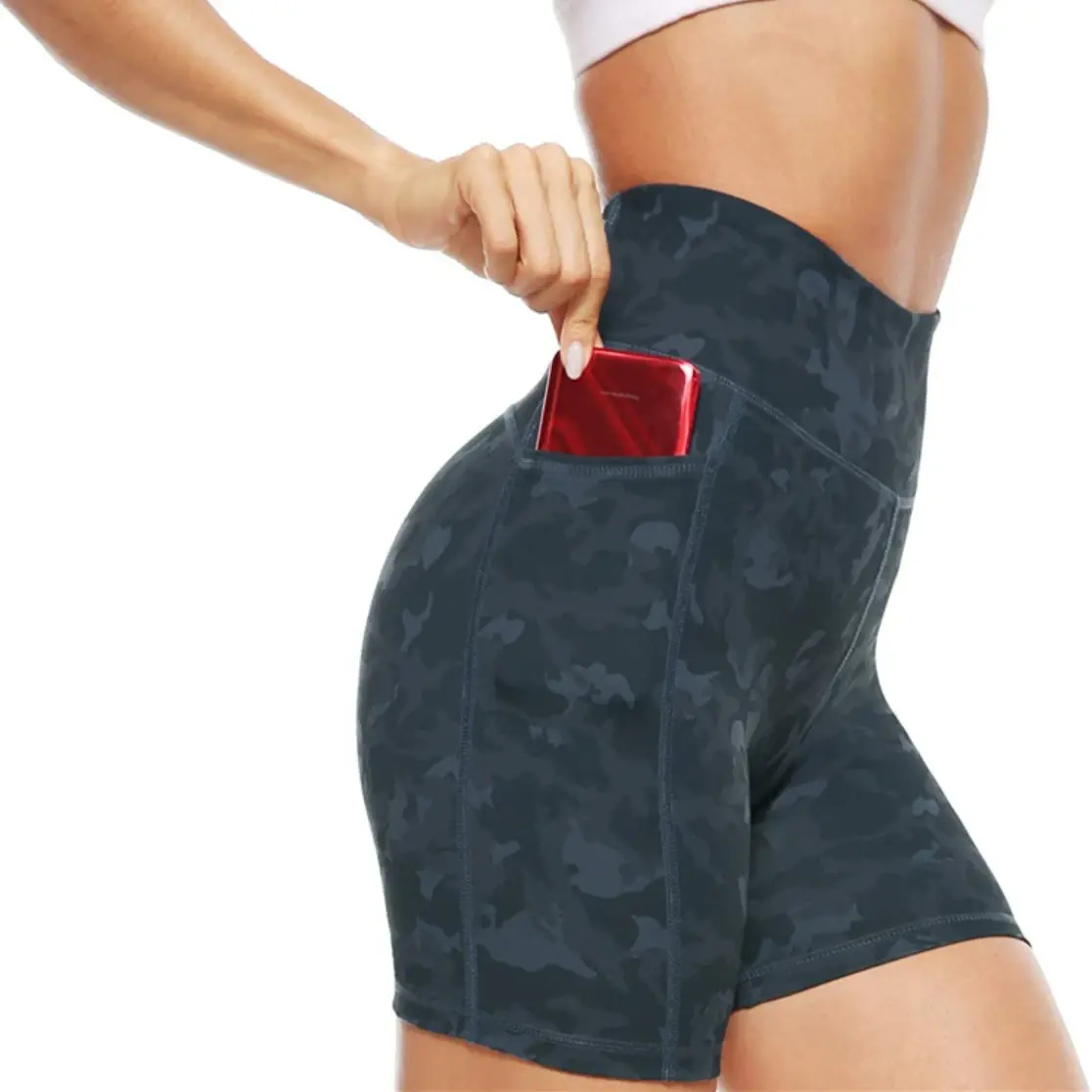 2024 Sports Pants Tight Running Shorts Yoga Cycling Pants Women's Sports Five Pants High Waist High Stretch Shorts Pocket Phone