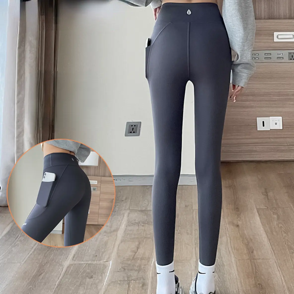 Compression Gym Leggings Autumn Women Golf Wear Autumn Winter New Pocket Shark Skin Leggings Women's Hip Lift Tight Yoga Pants