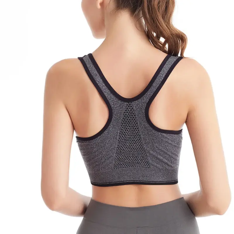 Front Zip Sports Bra Top Push Up Yoga Bra Anti-shock Non-steel Ring Running Tank Top Fitness Yoga Underwear Female Bralette