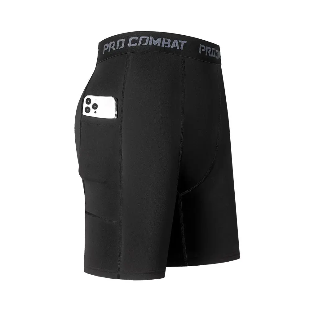 Men Shorts with Pocket Running Tights Leggings Running Shorts Men Gym Workout Compression Basketball Shorts
